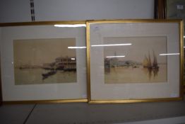 2x Gilt Framed Signed Watercolours Venice Scenes