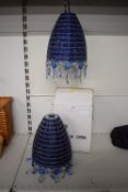 2x Blue Crystal Effect Ceiling Light Shades