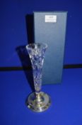 Cut Glass Crystal Vase with Hallmarked Silver Base (packaging by Broadway Silversmiths)