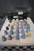Quantity of Wedgwood and Other Thimbles, and an After Eights Tin