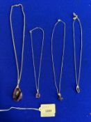 4x 925 Silver & Amethyst Necklaces