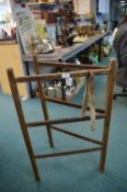 Vintage Wooden Clothes Horse and Tongs