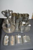 Pewter Tankards and Hip Flasks, etc.