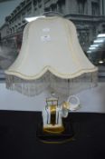 Table Lamp with a Gilded Elephant and Pale Gold Shade