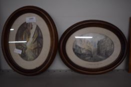 2x Original Oil Paintings in Oval Oak Frames