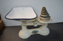 Vintage Viking Cast Iron Kitchen Scales with Weights