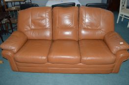 Brown Leather Three Seat Sofa