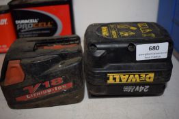 *1x Dewalt 2ah and 1x Milwaukee 3ah Batteries
