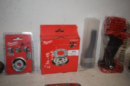 *Quantity of Milwaukee Attachments for Grinder, Sander, and Drill