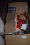 *Box of Brass Door Chain, Assorted Screws, Screw Cups, etc.
