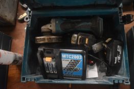 *Makita Cordless Angle Grinder with 2x Batteries, and Charger