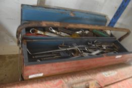 Metal Cantilever Toolbox Containing Assorted Tools