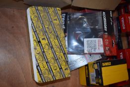 *Mixed Lot of Sanding Belts, Circular Base Set, Dewalt Cable Staples, etc.