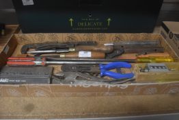 Tray of Assorted Tools Including Shape Tracer, Pliers, etc.