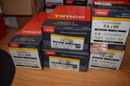 *5x Boxes of Timco Masonry and Concrete Screws