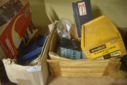 Set of Picture Frame Corner Clamps, Dowling Jig, Formica Laminate Samples, and a Precision Square