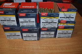 *4x Boxes of Timco Masonry and Concrete Screws, and 5x Assorted Part Boxes