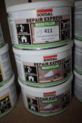 *3x 500g of Soudal Repair Express Wood Filler in Oak