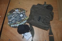 *Mil-Tec Accessory Set to Include Belt Pocket, Camouflage Snood, and Overshoulder Bag