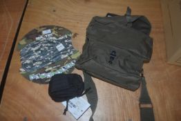 *Mil-Tec Accessory Set to Include Belt Pocket, Camouflage Snood, and Overshoulder Bag