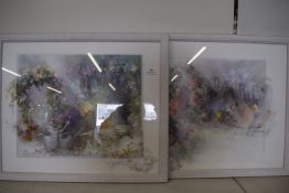 2x Impressionist Romantic Scene Prints in Ornamental Frames