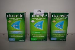 3x Nicorette 4mg Gum Nicotine Icy White and Fresh Mint 105pcs