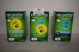 3x Nicorette 2mg Gum Nicotine Icy White and Fresh Mint 105pcs