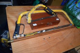 1x Large and 1x Small Pruning Saws, Walking Stick, and a Box