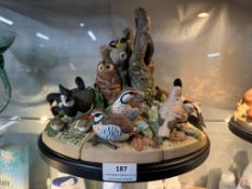 Danbury Mint Birds of the Forest Porcelain Centrepiece