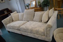 Large Cream & Floral Upholstered Dropside Sofa with Scatter Cushions 260x100cm x 76cm high