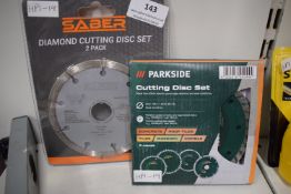 Saber Diamond Cutting Disc Set 2pk, and Parkside Cutting Disc Set 4pk