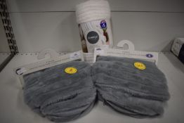 2x 2pks of Faux Fur Cushion Covers 43cm², and an Embossed Stripped Throw 120x150cm