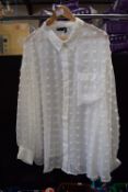 Asos White Polka Dot Chiffon Blouse Size: 24