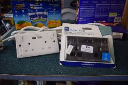 2x Double Switched Sockets with USB, and an Extension Cable
