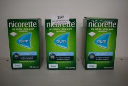 3x Nicorette 2mg Gum Nicotine Icy White 105pcs