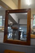 Dark Wood Framed Wall Mirror 90x70cm