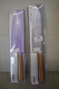 2x Livarno Kitchen Knives with Bamboo Handles