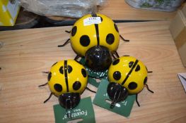 *1x Large and 2x Small Metal Ladybird Wall Art Decorations
