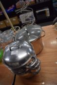Set of Steamers, Large Stainless Steel Saucepan, Sieve, and Coffee Pod Stand