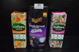 2x Zoflora and 1x Quik Interior Detailer Wipers