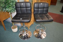 Two Chrome Gas-Lift Barstool