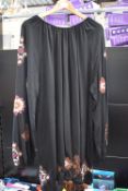 Asos Black Embroidered Patterned Shift Dress Size: 24