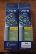 2x Oral-B Pro Cross Action Toothbrush Heads 5pk