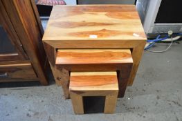 Sheesham Wood Nest of Three Tables (AF - marked)