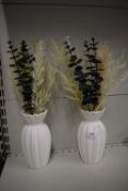2x Decorative Vases with Artificial Floral Arrangements