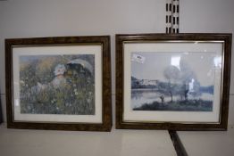 2x Monet Prints in Tortoiseshell Effect Frames