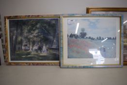 2x Monet Prints in Patterned Frames