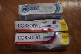 2x Corsodyl Ultra Clean and 1x Sensodyne Pronamel Toothpaste