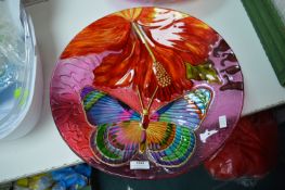 *Glass Butterfly Pattern 18” Birdbath Bowl (no stand)
