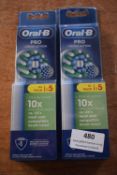 2x Oral-B Pro Cross Action Toothbrush Heads 5pk